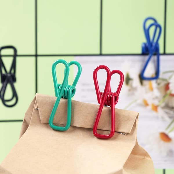 10 st chipsklämmor, PVC-belagd stålklämma för matförpackningar, chipspåsar, kläder, papper, förpackning med 16, 2 tum