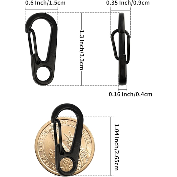 Mini Karabinhage i legering - Mikro Fjederkrog Nøglering til Paracord & EDC | Udendørs Gear Tilbehør 20 stk