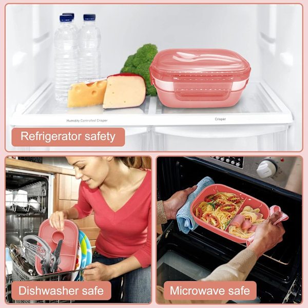 Bento Box Lunsjboks for Voksne. 1900ml 3 Lags Lunsjboksbeholdere