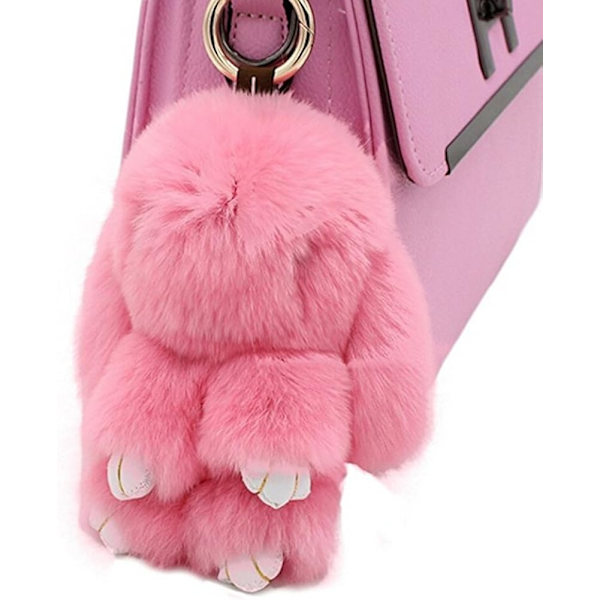 Fluffy Kanin Nøglering Sød Plys Kanin Nøgleringe Kvinder Taske Pom Pom