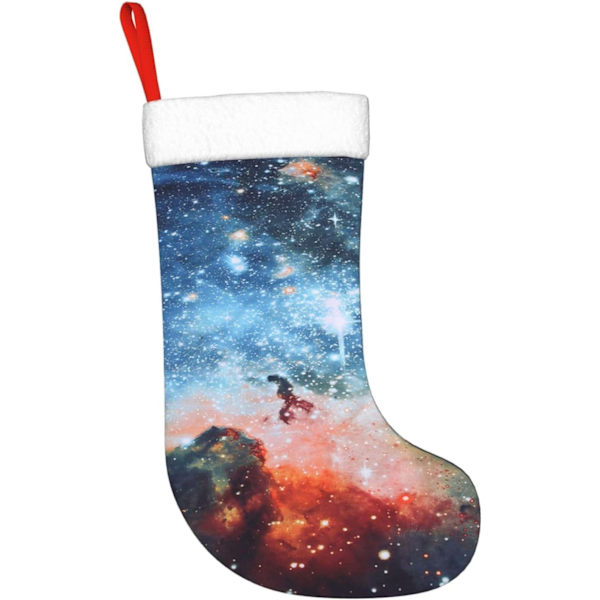 Galaxy Space Julstrumpa Julstrumpehållare Julstrumpa Personifierad Julpynt Godispåse Väska Tema Jultomte Galaxy Space