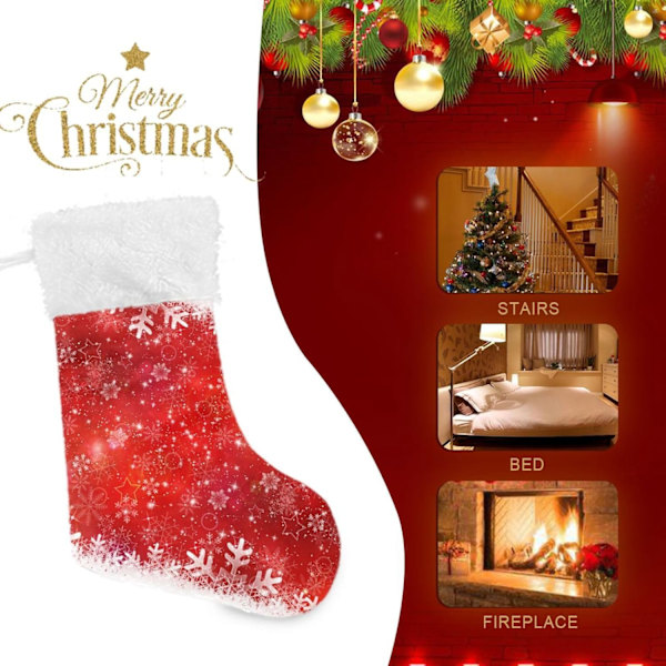 Julklapp, Personliga Julklappsstrumpor 2-pack Jul med vita snöflingor 45,7 cm Julstrumpor Hängande Ornament Eldstad