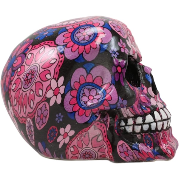 Ebros Gave Día de Muertos Fuschia Pink Metronome Floral Tattoo Sukkerkranie Statue Som Dekorativ Rekvisit Gotisk Spøgelsestema Skelet Multi
