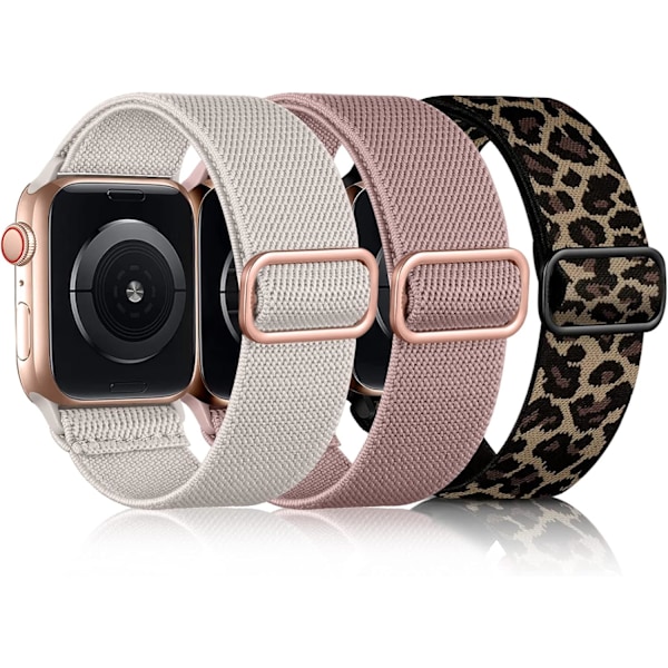 3-pak elastiske nylonremme, der er kompatible med Apple Watch