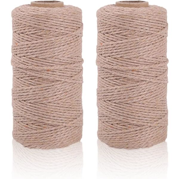 Khaki Twine String för hantverk, 656 fot bomullsbageritråd för presentförpackning