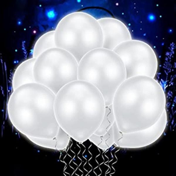 50 Pakke LED Lys Opp Ballonger, Glød i Mørket For Fester, Bursdager Bryllup Dekorasjoner Og Halloween Julefestival (hvit) Hvit 1 Hvit 1