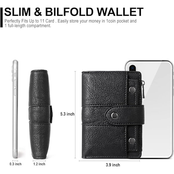 Liten plånbok för kvinnor Läder Bifold Multi Mini-korthållare