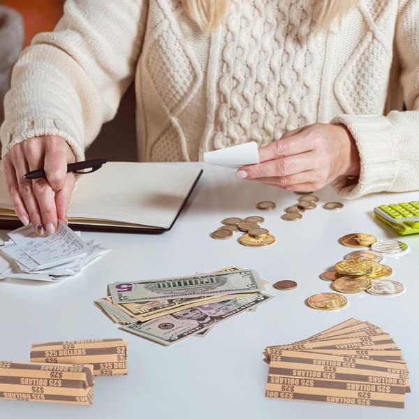 JamY Home Dollar Møntindpakninger Kun Dollars Flade Dollar Ruller 110 STK Sort