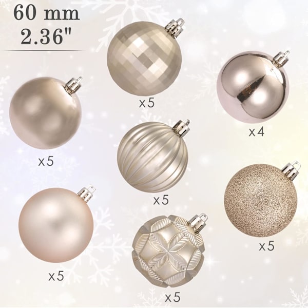 2,36''/60mm 34ct Julekugle Mini Ornamenter Festdekorationer Uknuselige