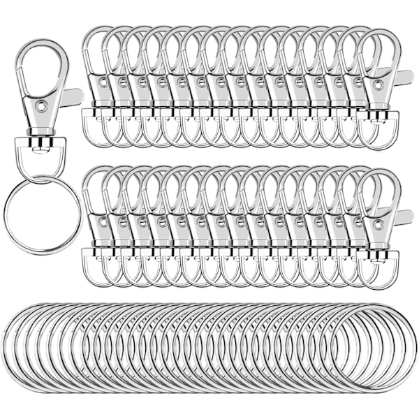 60 stk. Swivel nøkkelringklips - med splittringer