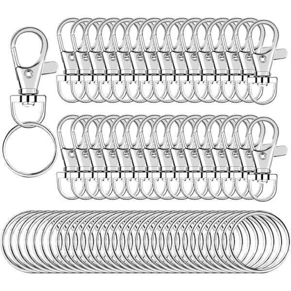 60pcs Swivel Key Chain Clip Hooks - with Split Key Rings