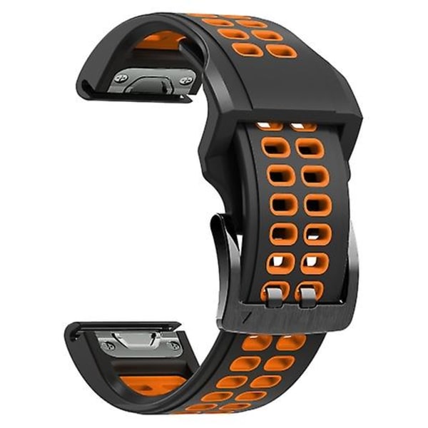 Til Garmin Fenix ​​6x Quick Release Double Row Silicone Watch Band WUP Black Orange