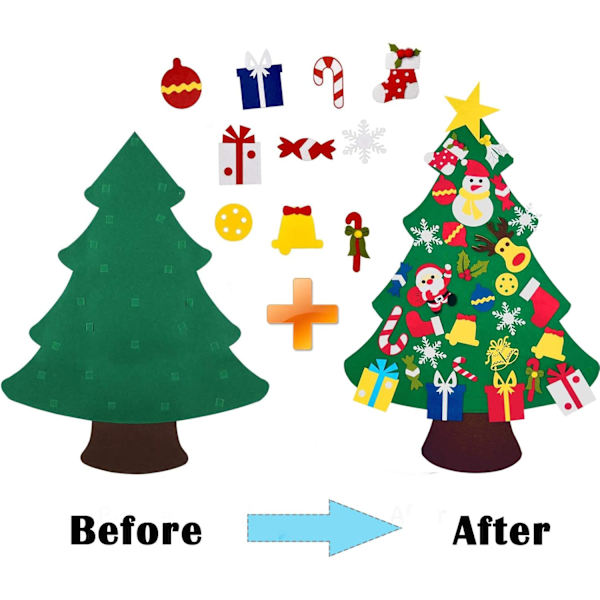 Filt julgran Set 20st Ornament Väggdekor för barn julklapp