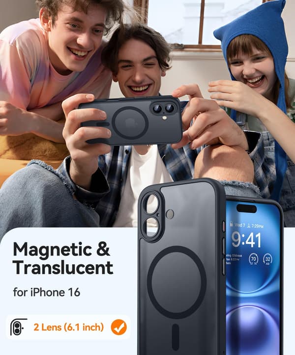 Magnetisk deksel til iPhone 16 - Forbedret versjon, full kamerabeskyttelse, MagSafe-kompatibel