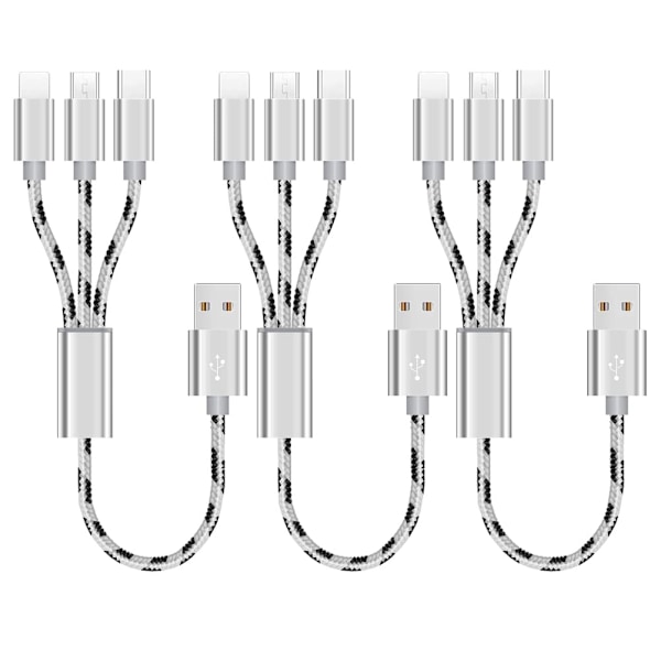 3-pack 1ft Multiladdningskabel Kort Multiladdningskabel 3A Snabb