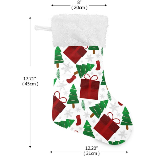Julklapp, Personliga Julklappsstrumpor 2-pack Julgran Snöflinga 45,7 cm Julstrumpor Hängande Ornament Eldstad för Träd