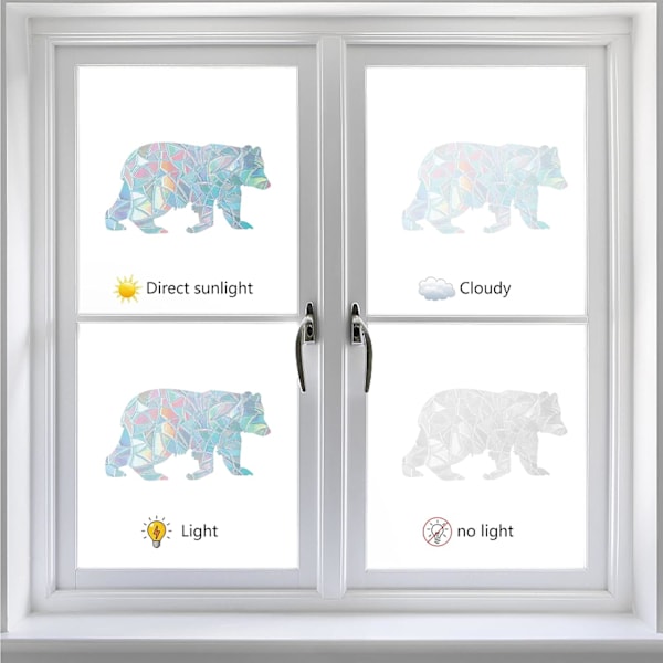 16PCS Jungle Animal Window Clings Statiske Regnbue Glass Dekal Bjørn Hjort Ulv Leopard i-Kollisjon Ikke-Klebende Prismatisk Vinyl Dekal for Windows