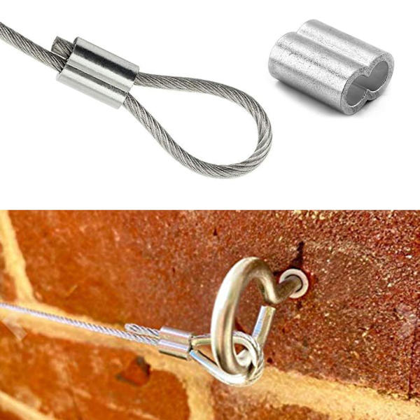 100 stk. Aluminium Crimp-Loop-Sleeve-Clips - Wire Rope Sleeves
