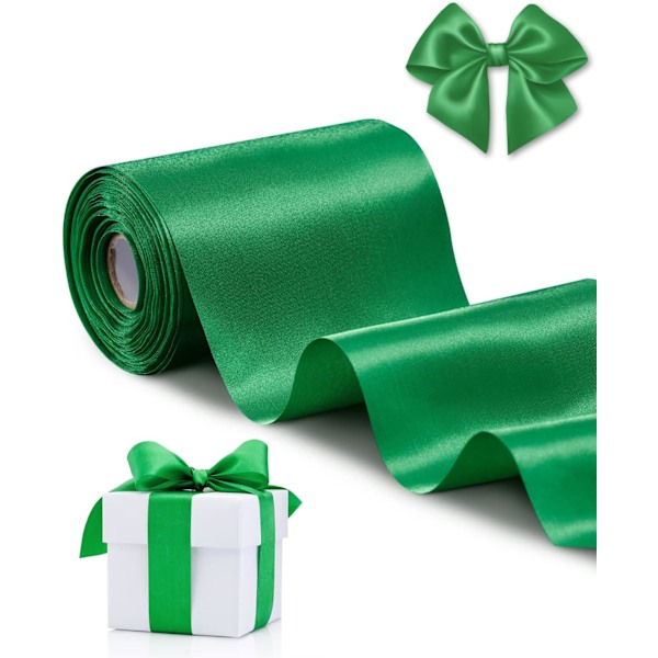 Green Satin Ribbon 4 Inch x 22 yd Wide Thick Ribbon for A Grand Opening