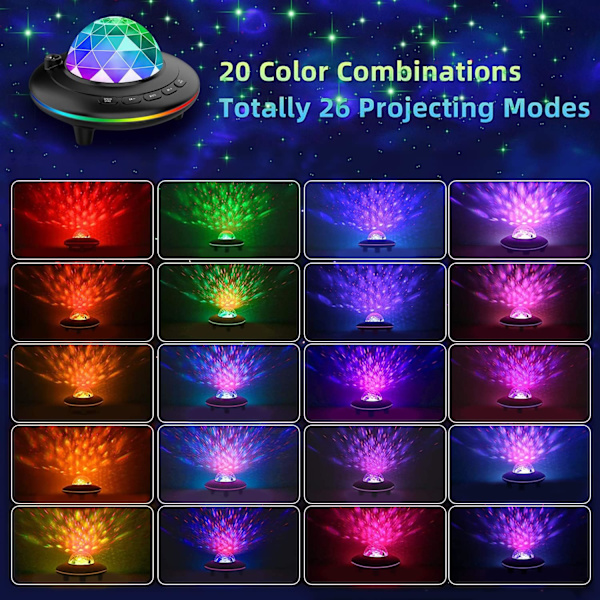 Stjerneprojektor. Galaxy projektorlys. Ocean Wave Led