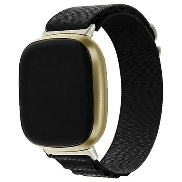 För Fitbit Versa 3 / Sense Universal Loop Nylon Watch Band NRI Black
