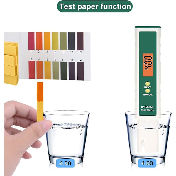 Vandkvalitetstester Ph-meter, Digitalt Ph-meter Ph-tester Vandkvalitetstester Temperaturfunktion Lykkebringende