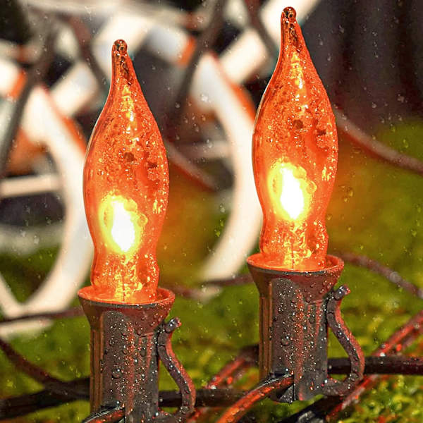 C18 Flimrande Flamsträngslampor, 10Ft  Stränglampor med 10 Flimrande Flamlampor för Utomhusträdgård Hem Halloweenfest, Klar Klar