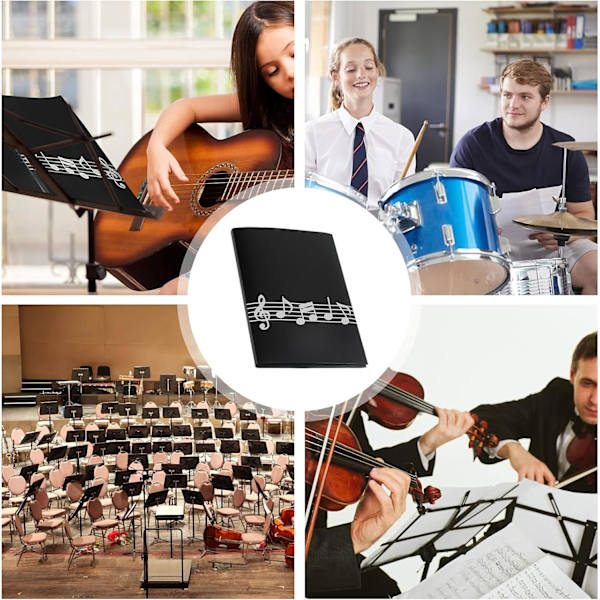 4-sidig musikmapp för noter - Fällbar svart notmapp