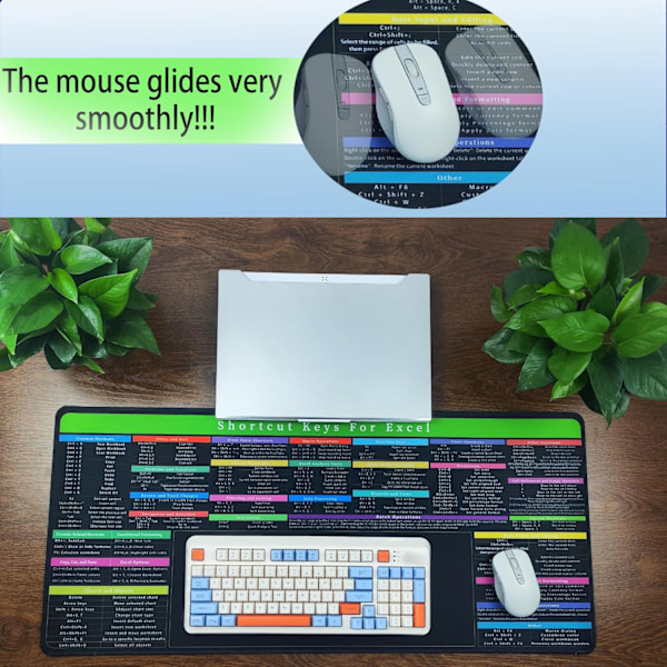 Excel-snarveier jukselapp, tastatursnarvei, over 150 Excel-snarveier, sklisikker musematte, stor Excel-snarvei musematte (35,4x15,74 tommer).