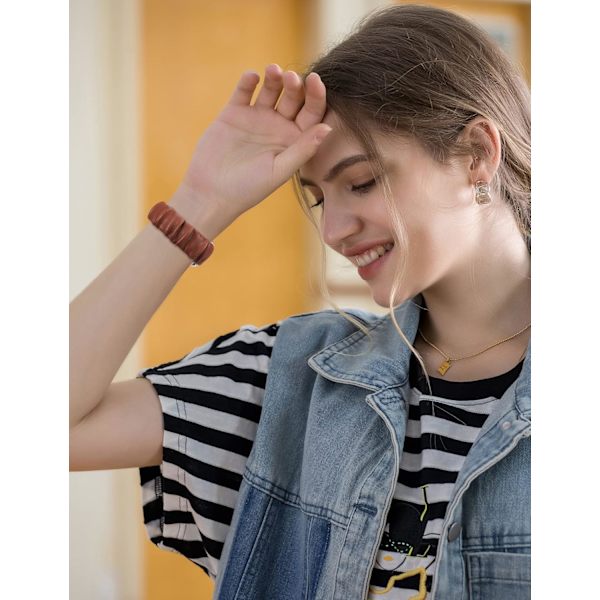 Strækbar læderrem, der er kompatibel med Apple Watch Band Scrunchie