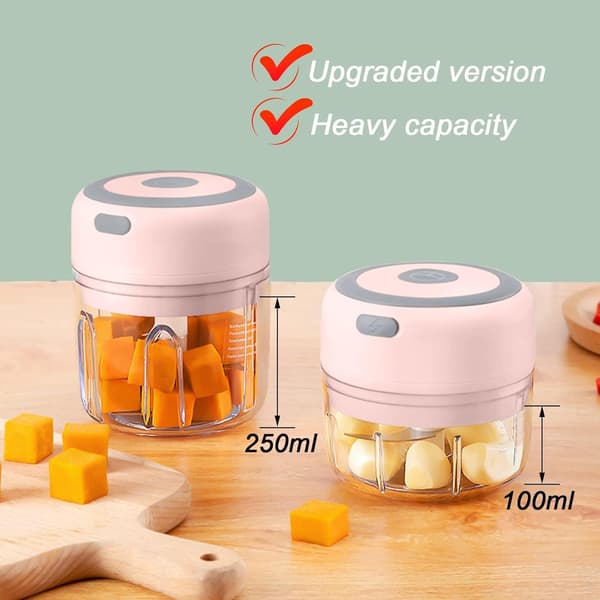 Elektrisk hvidløgshakker - 250 ml mini foodprocessor til hvidløg, ingefær, peber og grøntsager