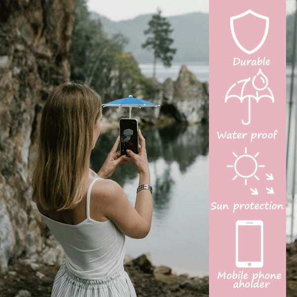 Telefonparaply Sugproppsstativ UV-skydd Telefonparaply för Solskydd Solskydd för Utomhusaktiviteter och Strandbad (+Blå) Rosa+Blå