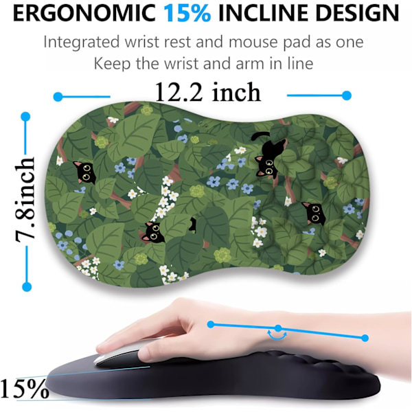 Sød ergonomisk reen plante kat musemåtte håndledsstøtte, håndledsstøtte anime reen kontorplanter musemåtter håndledspude, smertelindring, arbejde og studie