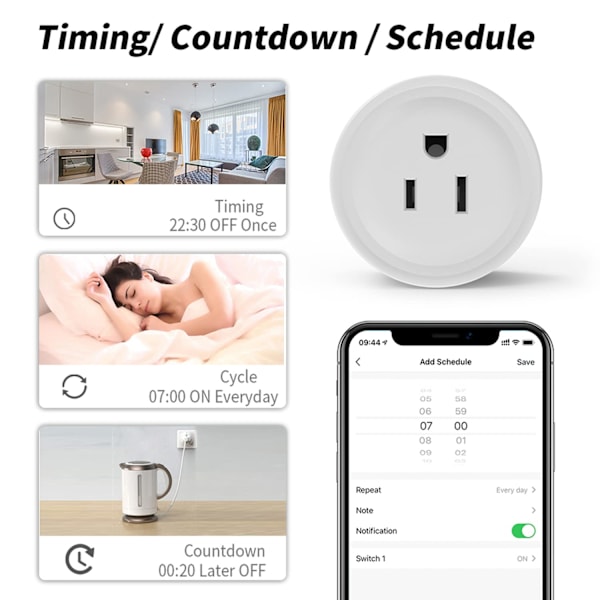 2.4G Wifi Smart Home Stikkontakt & Stikdåse Smart Outlet, kompatibel