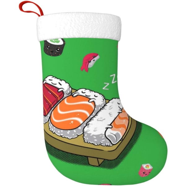 Sleeping Sushi Christmas Stocking Christmas Socks Holder Christmas Stocking Personalised Christmas Ornament Candy Pouch Bag Theme Santa Schlafend