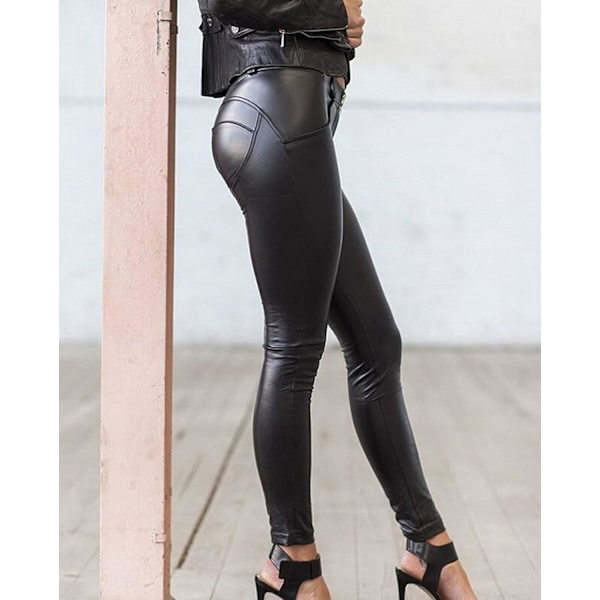 Kvinners Leggings i kunstlær Bukser PU Elastisk formende hofte