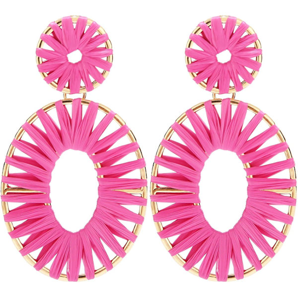 Raffia Tassel Hoop Drop Earrings Hantverk Mode Statement Smycken