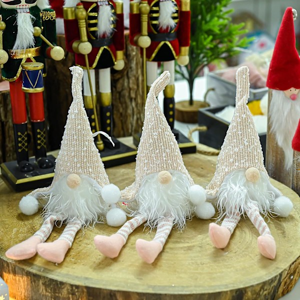 3PC Handgjorda Jultomte Plyschdockor - Tomtar Julbordsdekoration