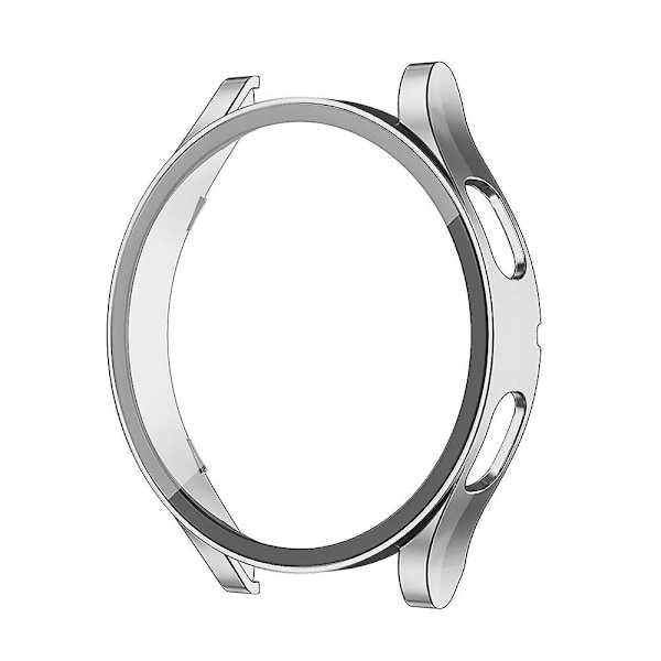 Glass+etui til Samsung Galaxy Watch 4 44mm 40mm tilbehør Pc All-around Anti-fall Bumper Cover+skærmbeskytter Galaxy Watch4 silver Galaxy watch 4 40mm