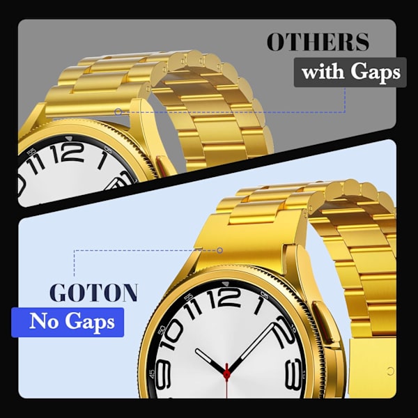 20 mm rostfritt stål utan gap-band [One Click Attachment] för Galaxy Watch 6 5 4 Active 2 40 mm 44 mm, Watch 6 Classic 47 mm 43 mm, Watch 5 Pro 45 mm