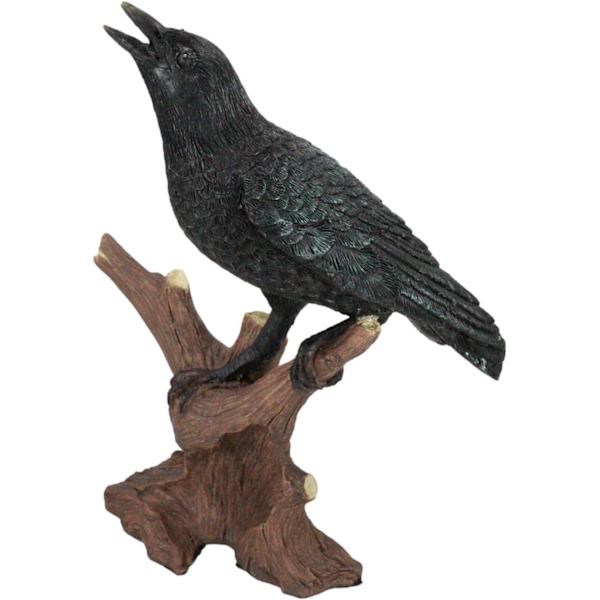 Ebros Gave Quoth The Raven Nevermore Realistisk Krage Fugl Kragen Sidder På Gren Figur 8.25\" Høj Skraldemand Fugl Ravne Krager Ossuarium