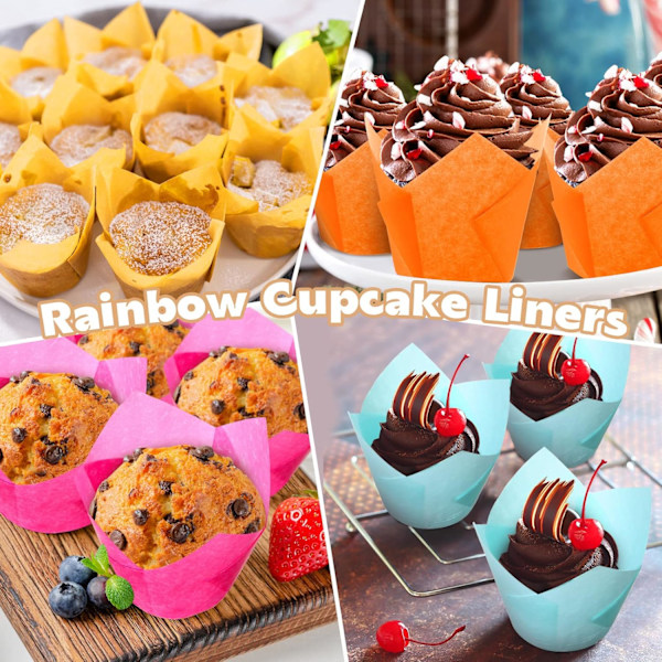Tulpan Cupcake-formar (180 st) - Bakformar i 6 färger