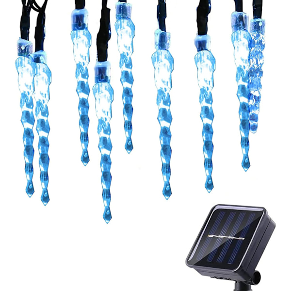 Solcelledrevne julelyskjeder, 15,75 fot 20 LED mini istapplys vanntett 8 moduser hengende blinkende krystall isstrenger lys for takskjegg hage