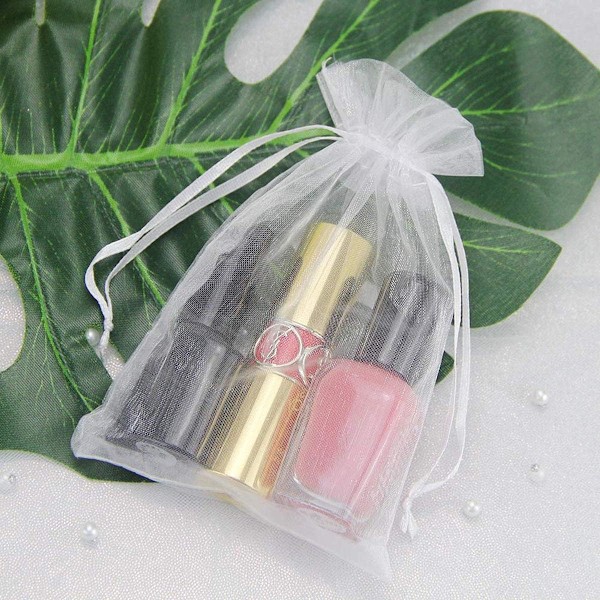 100 st presentpåse vit organza dragsko