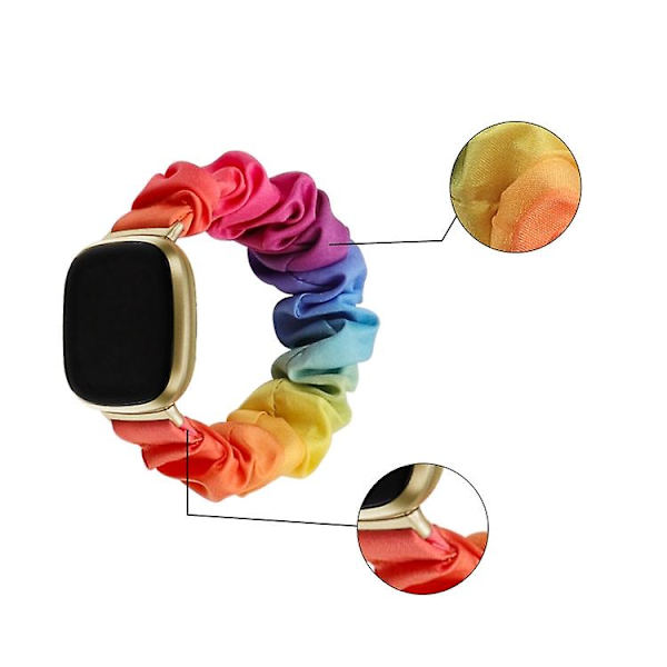 Universell hårslinga i tyg för Fitbit Versa 4 / Sense 2 Rainbow Colors