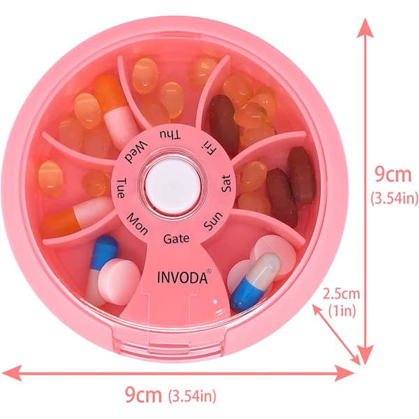 Pilleæske 4 stk Weekly Pill Organizer Sød rund pilleæske