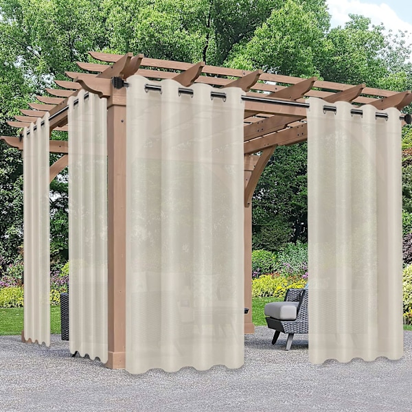 Skira udendørsgardiner til terrasse - 54 x 84 tommer, Beige