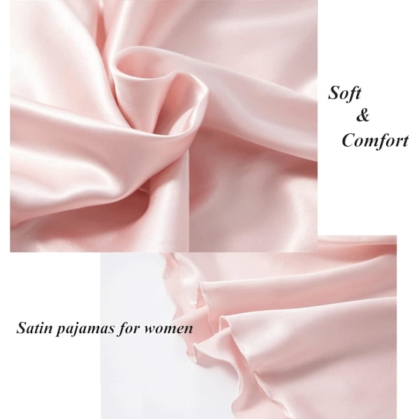 Dame Satin Pyjamas Sett Todelt Klassisk Nattøy 3/4 Lang Erme