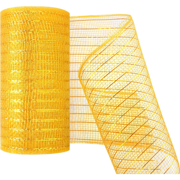 Deco Mesh 5,9 tommer x 30 fod Dekor Mesh Bånd med Metallic Foil Deco Mesh