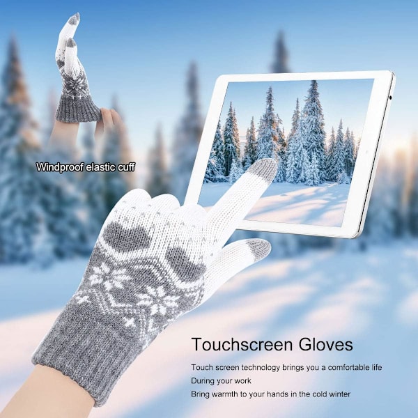 Touchscreen-handskar - Vintertermiska stickade snöhandskar för kvinnor
